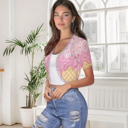Image of Womens Short Sleeve Bolero Shrug Open Front Knit Cropped Cardigan Shoulder Cover for Dress Cute Casual Knit Cover Up