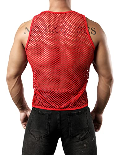 Image of JOGAL Men's Mesh Fishnet Fitted Sleeveless Muscle Top