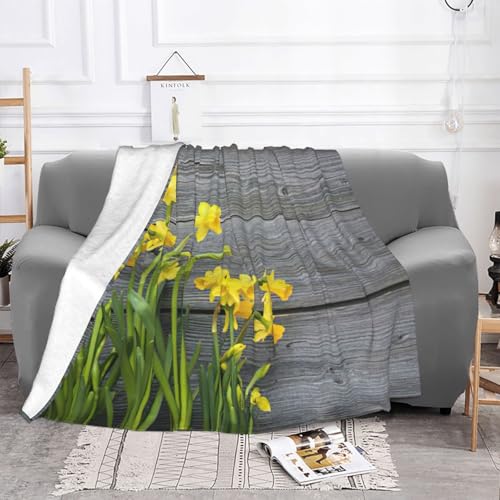 Couverture flanelle jonquilles anti-peluche plaid doux canapé lit