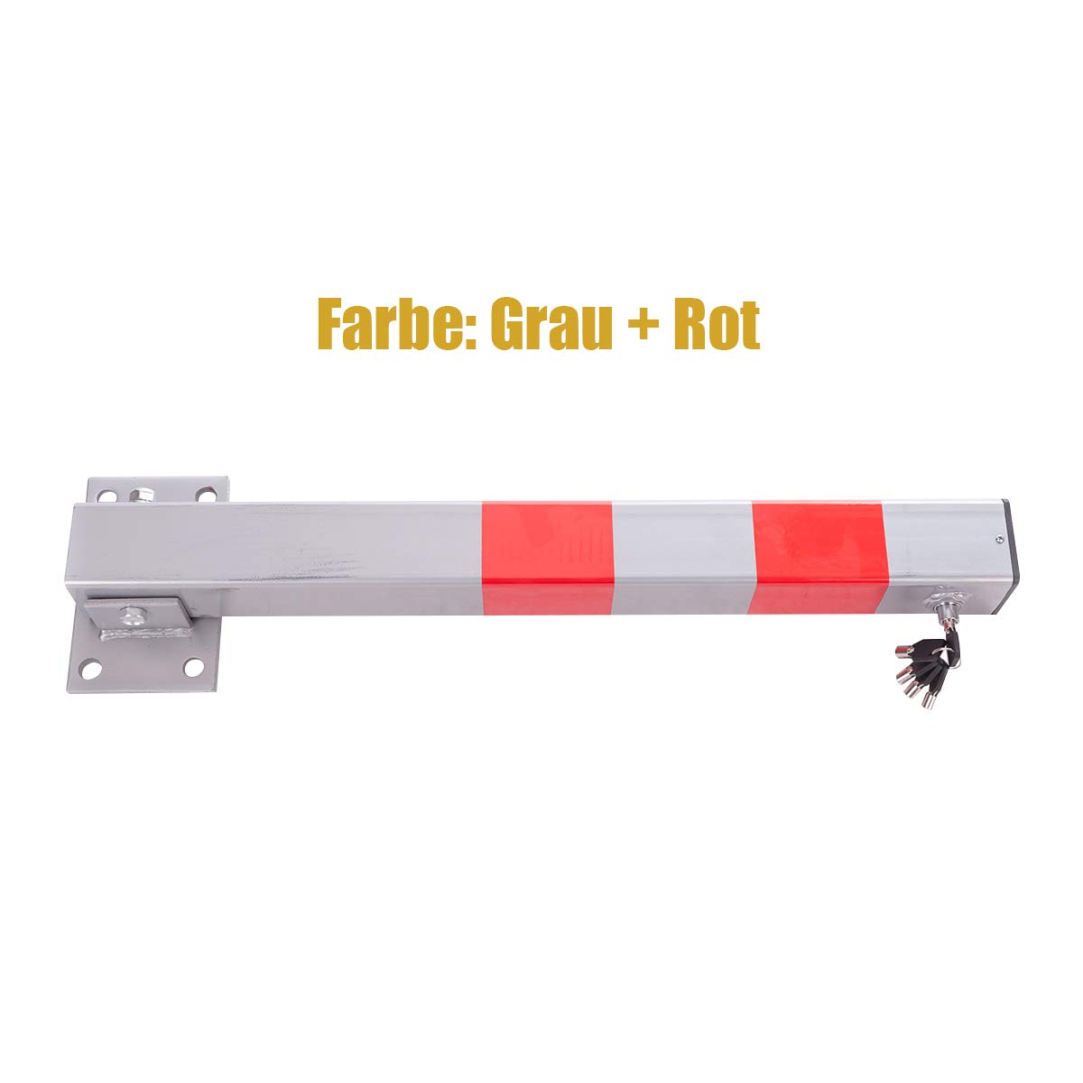 RMAN Parkpfosten mit 5 Schlüssel Absperrpfosten klappbar Parkplatzsperre | 60cm Hoch, Stabile Parkplatzsperre, aus Stahl Reflexionsstreifen, für gute Erkennbarkeit, Silber-Grau-Rot