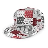 Buffalo Plaid Snapback Hat Hip Hop Baseball Cap Flat Bill Brim Adjustable Trucker Hat for Men