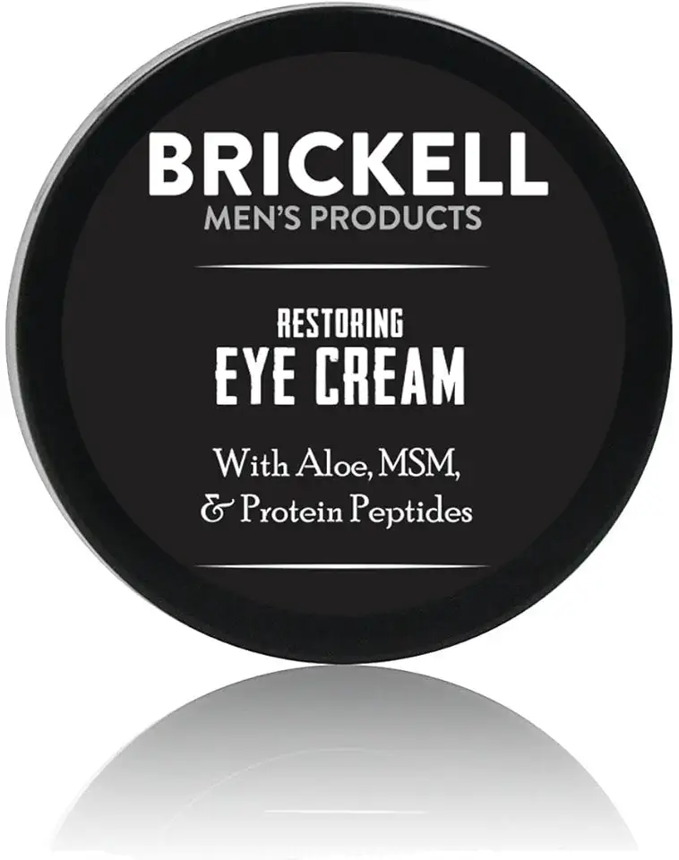 Brickell Men's Restoring Under Eye Cream for Men, Natural and Organic Anti Aging Eye Balm To Reduce Puffiness, Wrinkles, Dark Circles, Crows Feet and Under Eye Bags, 0.5 Ounce, Unscented