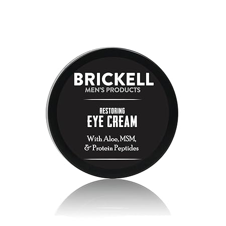 Brickell Men's Restoring Under Eye Cream for Men, Natural and Organic Anti Aging Eye Balm To Reduce Puffiness, Wrinkles, Dark Circles, Crows Feet and Under Eye Bags, 0.5 Ounce, Unscented