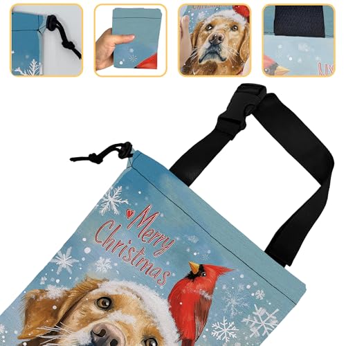 Image of Cardinal Car Garbage Bag,Golden Retriever Dog Small Car Trash Bag Hanging Back of Seat,Drawstring Car Trash Bag with Adjustable Buckle,Car Accessories for Camping Travelling