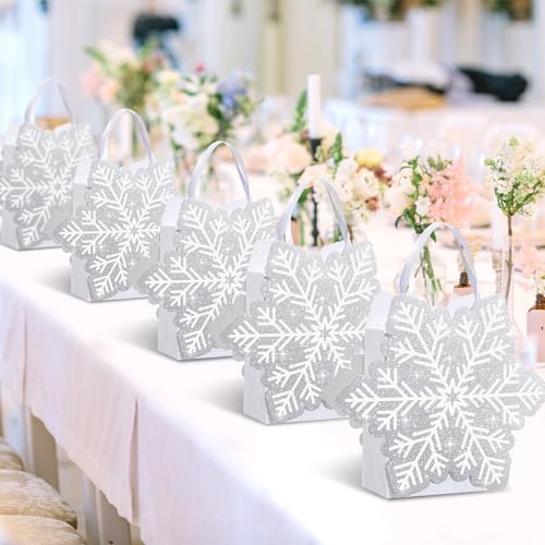 Kolldenn 12 Pcs Glitter Snowflake Bags