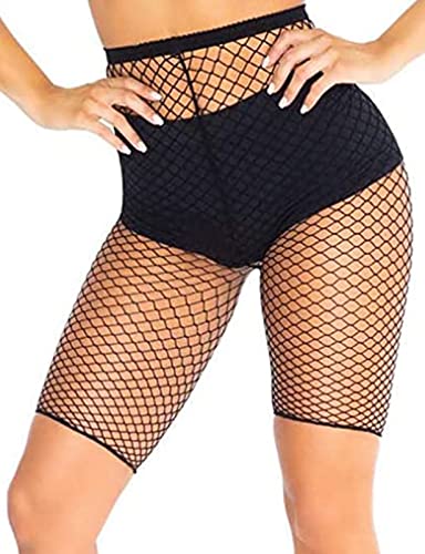 E-Laurels Pantalones cortos de malla para mujer, color negro, para cubrir la parte inferior del bikini, pantalones cortos para mujer, pantalones cortos de motociclista, Negro-L, Talla única