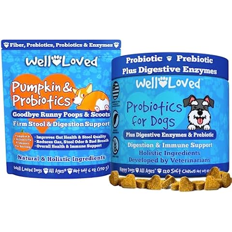 Well Loved Pumpkin & Probiotics Plus Probiotic Chews Bundle, Dog Probiotics and Digestive Enzymes, Dog Digstive Support Cover