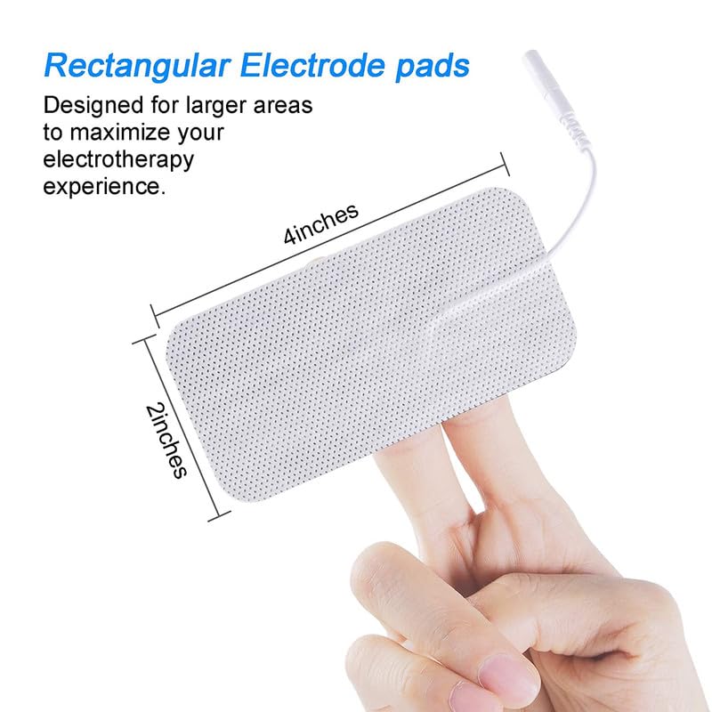 Image of AGAM Digital Therapy Machine Electrodes (Rectangle Shape) - Strong Adhesive Gel, Universal Replacement Pads for Muscle Pain Relief, Reusable TENS Unit Electrode Pads (Pack-12)