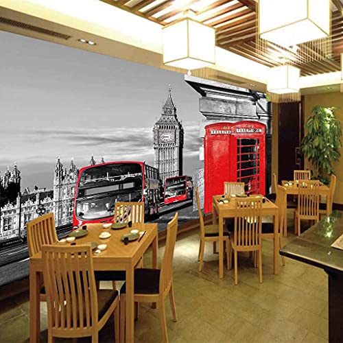 Voiv Wall Mural Photo Wallpaper London Red Phone Booth Non-Woven Wall Art Print Mural Decoration Poster Picture Design Modern Wall Decor Self-Adhesive Giant Sticker 55X28 In #TOP2