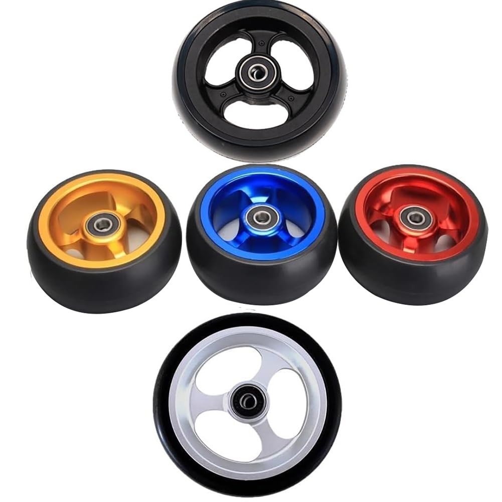 Koło przednie do wózka inwalidzkiego 5 cali/120 mm do wózków sportowych, pełna opona poliuretanowa i piasta ze stopu aluminium, łożysko 5/16" (8 mm)(Gold)