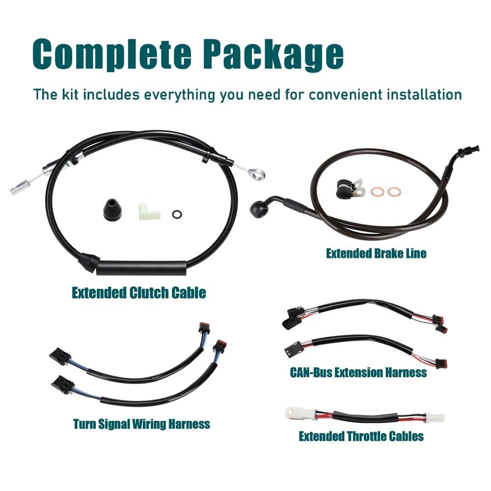 Kit de cables extendidos para manillar 16 ", Cable embrague línea freno, Cables electrónicos acelerador para Softail 2018-2024