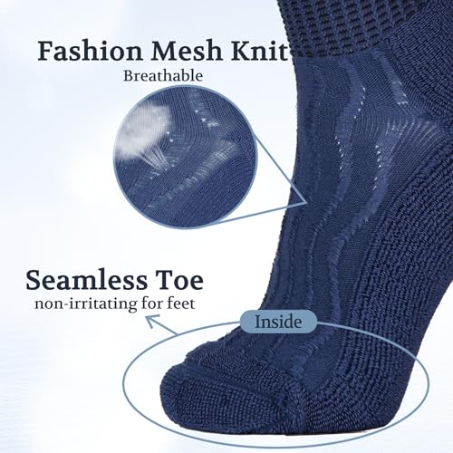 Image of +MD Bamboo Viscose Ankle Diabetic Socks for Men & Women, 6 Pairs, Soft Cushioned, Non-Binding Loose Top, Extra Wide