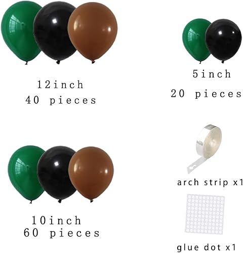 Miniatura 3 de Kit de guirnalda de globos de color verde oscuro, negro y marrón, 122 globos de camuflaje verde oscuro, fiesta de camuflaje militar para cumpleaños,