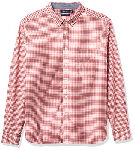 Nautica Men's Classic Fit Gingham Poplin Shirt, Coral Cape, XX-Large