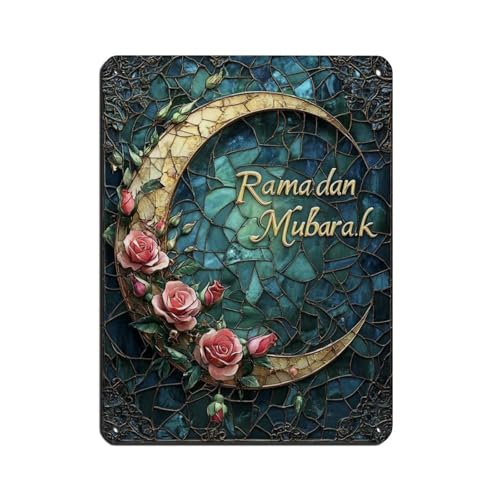 Póster de Ramadán Mubarak, póster retro de metal, letrero de estaño, arte elegante, pintura de hierro, bar, cueva de personas, cafetería, garaje, decoración de pared, 30 x 40 cm