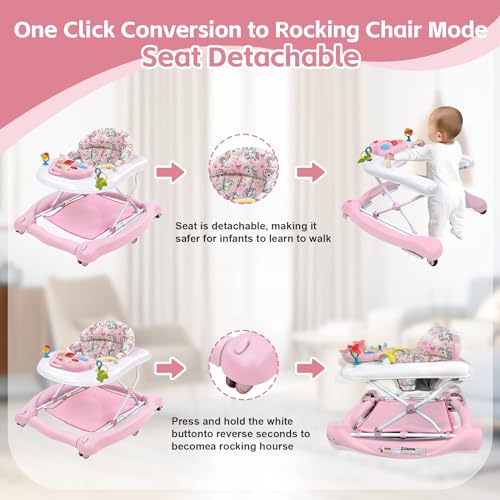 image for Pawtong Foldable Baby 5-in-1 Activity Walker - Rocker, Activity Center