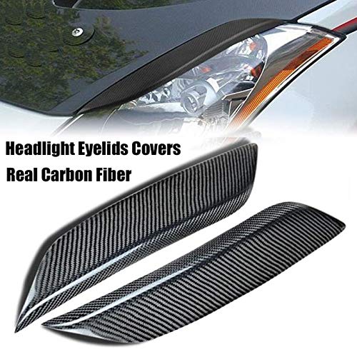 Kqcibz Black Carbon Fiber Headlight Eyelids Covers for 2003-2008 350Z Fairlady Z Z33 (Pack of 2), 316186