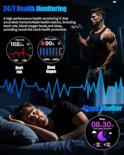Image of Military Smartwatch for Men, Top-Mounted Flashlight, 1200mAh Battery
