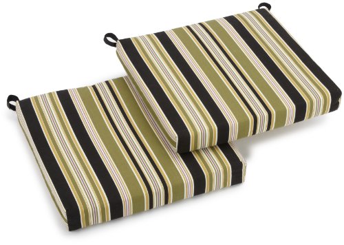 Blazing Needles Outdoor Spun Poly 19-Inch by 20-Inch by 3-1/2-Inch All Weather UV Resistant Zippered Cushions, Eastbay Onyx, Set of 2