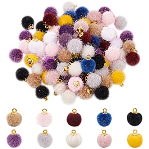 Pendientes de Pompones de Tela de Piel metálica PandaHall Cover