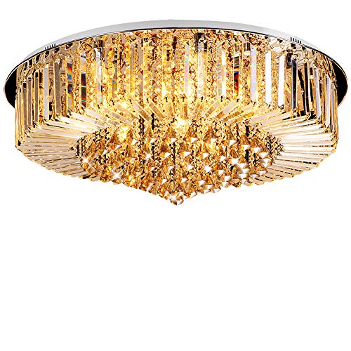 Lampadario di cristallo, Lampadario a LED rotondo in vetro di cristallo di lusso, lampadario moderno 220V lampadario in cristallo trasparente, lampadario da incasso nel corridoio, soggiorno, camera da