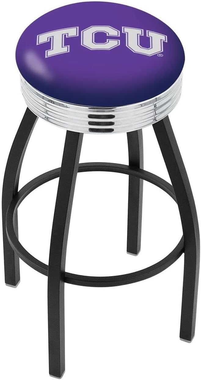 L8B3C TCU 25" Swivel Counter Stool with a Black Wrinkle and Chrome Finish