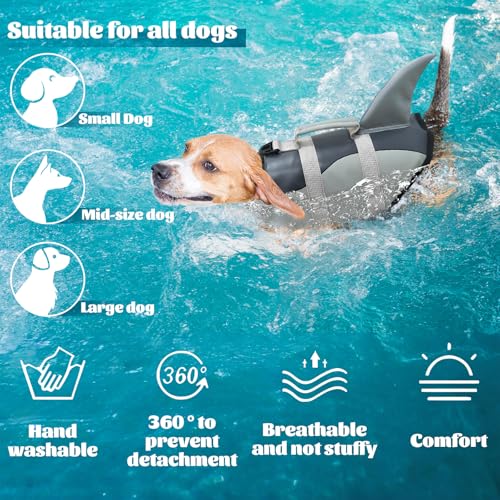 SilverChry Hunde schwimmweste, Haustier-schwimmweste hai, schwimmweste für Haustiere (M)