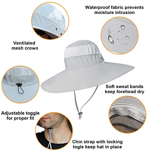 Image of Wide Brim Sun Hat for Men Women UV Protection Ventilated Summer Hats for Fishing Hiking Garden Beach