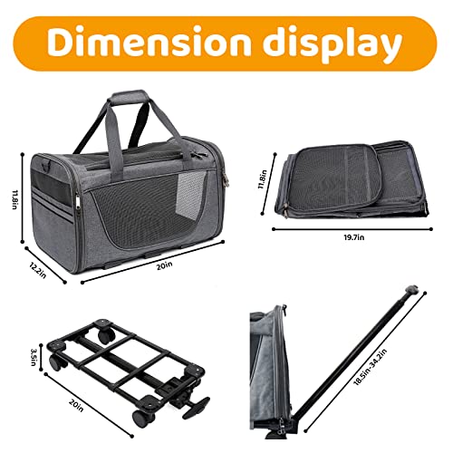Pet Carrier Cat Bag Dog Crate With Wheels, Pet Backpack Airline Approved For Small Medium Animals Kitten Puppy, Cat Travel Cage For Pet Transportation #TOP1