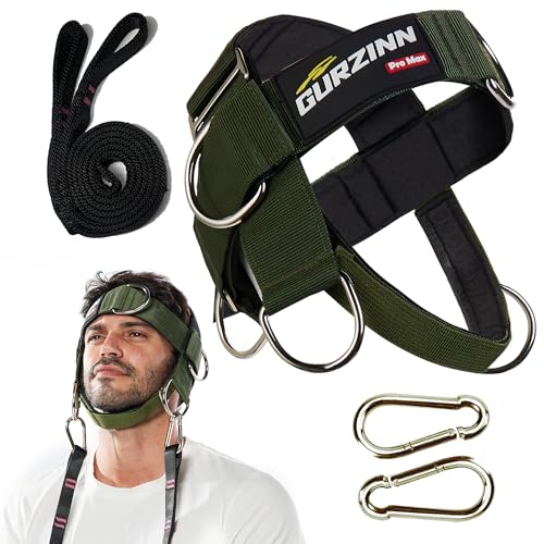 Neck Harness Weight Lifting Padded Strength Trainer-Improve Neck Strength and Reduce Neck Pain Neck Trainer with 40 inch/100 cm Heavy Duty Rope Adjustable & Omnidirectional Neoprene Strap Neck