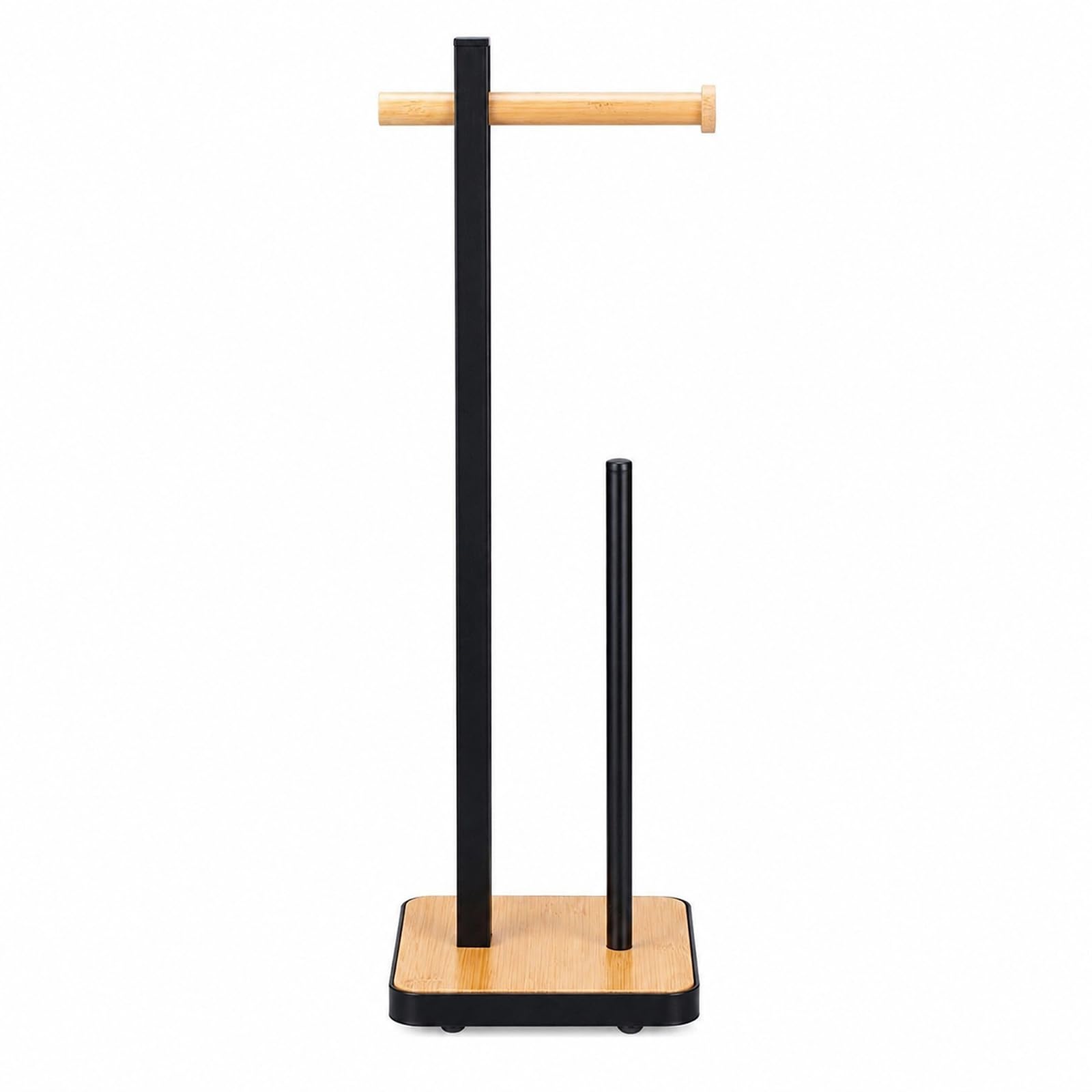 Portarotolo da Terra | Portarotolo Nero Con Ripiano Superiore, Organizer Per Bagno in Stile Bambù
