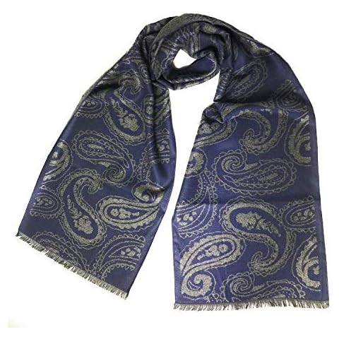 KGM Accessories Mens Stylish Paisley Designer Super Soft Plaid Scarf - Designer Scarves for Men (Paisley Blue) Cover