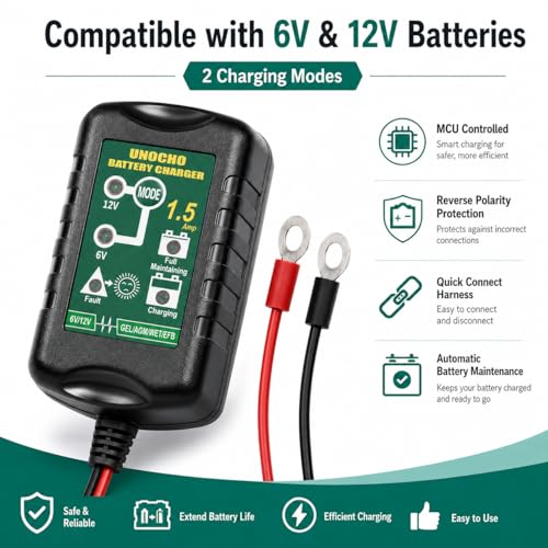 Unocho 6V/12V 1.5A Smart Charger