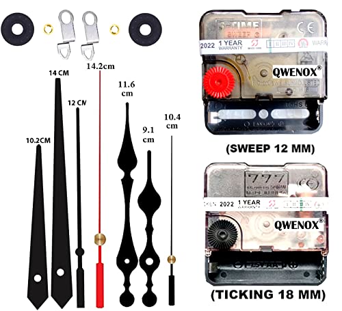 Image of Plastic A Product Of Sonam Quartz Combo Of Sweep & Ticking Silent Movement Machine For Analog Wall Clock Hand (2 Sets Diy) (Made In India 100%) (3 Black,Red,Black)