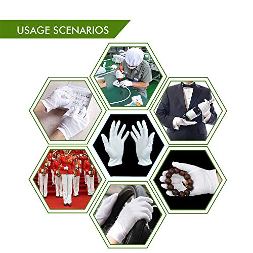 Grimson 6Pairs Large Size White Cotton Gloves Thickened Stretchable Glove For Coin Jewelry Silver Inspection #TOP5