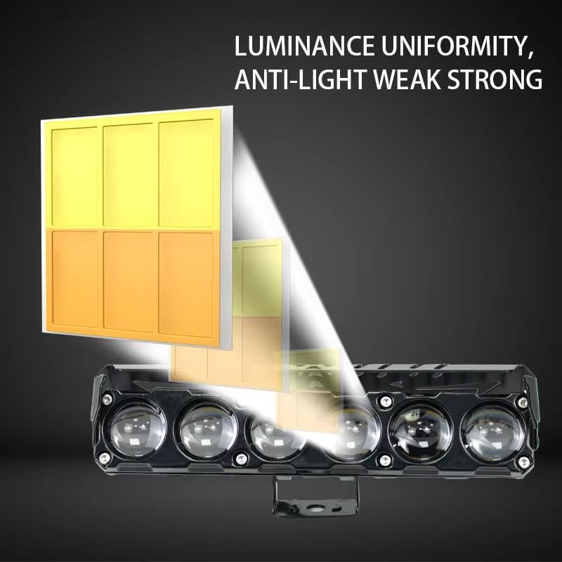 Image of AutoBizarre Car Motorcycle 12V Headlight Led Projector Lamp Dual Color Yellow White Fog Light Metal Body Spotlight Universal for All Bikes Cars SUVs etc. (6 LED, 1 Pc)