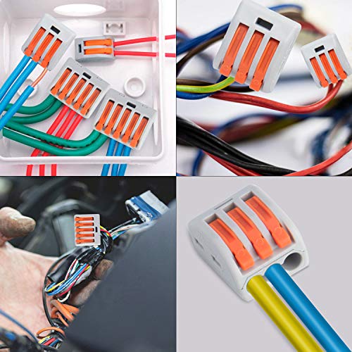 Morsettiere elettriche,Preciva 100 Pezzi Capicorda a Morsetto a Leva Connettore cavo elettrico Kit di morsettiere,Blocchi connettori elettrici con 50 Pezzi 3 Porte/40 Pezzi 2 Porte/10 Pezzi 5 Porte. - Image 8