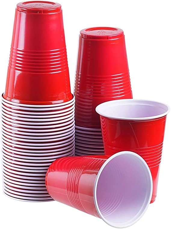Red Disposable Cups Party Plastic Cups [50 Cups ] 12 oz .Red Drinking