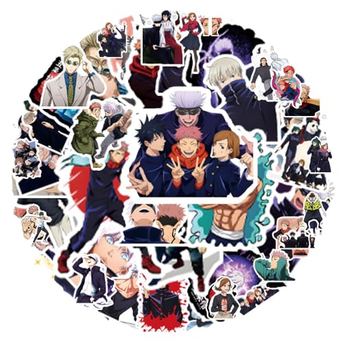 Jujutsu Kaisen 50PCS Anime Stickers Pack Cool Movie Cartoon Stickers Decorative Sticker for Water Bottle Laptop Skateboard Journal for Teens Adults Vinyl PVC Waterproof