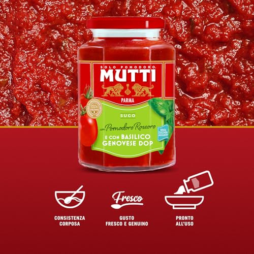 Image of Mutti Parma Pasta Sauce with Basil • Italian Tomato Sauce with Genovese Basil PDO, 14.11 oz ℮ 400 g (Pack of 3)
