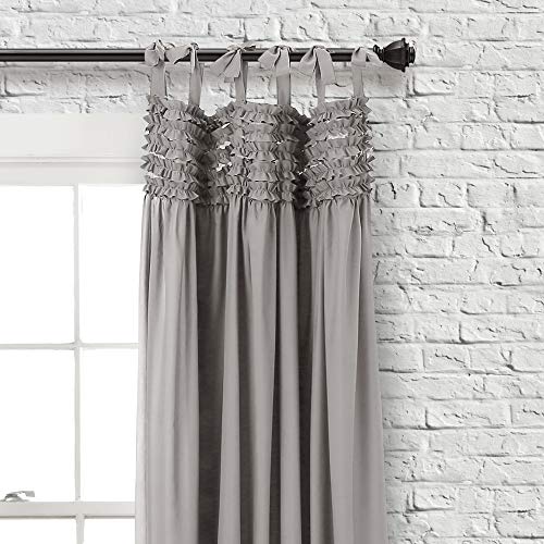 Lush Decor Curtains Ruffle Window Panel Set for Living Dining, Bedroom (Pair), Polyester, Grey, 40" W x 84" L (Pack of 1) - Image 2