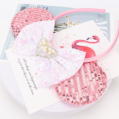 Image of DRESHOW Mouse Ears Bow Headbands Glitter Party Decoration Cosplay Costume for Women