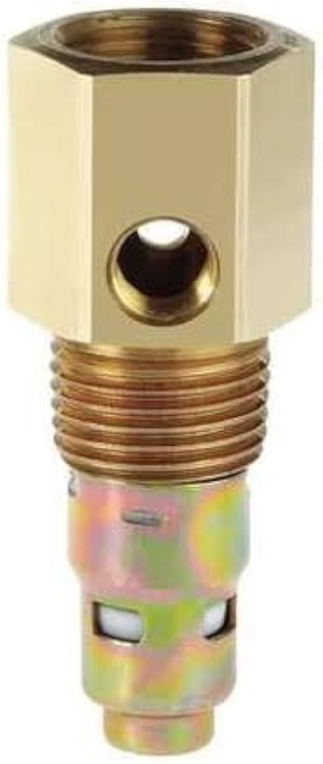 American Made Brass Válvula de retención de repuesto en tanque para Ingersoll Rand 56269590. Entrada superior invertida de 1/2 pulgada, salida MNPT de 1/2 pulgada, doble roscado con un FNPT de 1/8