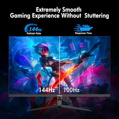 Image of FYHXele 32 inch 4K Gaming Monitor, UHD Fast IPS Panel 144Hz Monitor, Computer Monitor Support FreeSync, HDR400, 1ms, 100% sRGB, with DP, Type-C, HDMI2.0 /2.1, USB Hub, Support Wall-Black