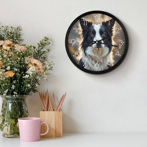 Horloge murale Border Collie de 25 cm silencieuse pour décorer le salon