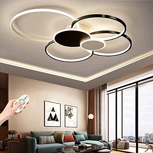 Deckenleuchte LED Dimmbar Deckenlampe Mit Fernbedienung Moderne Wohnzimmerlampe Metall Acryl Schlafzimmer Küche Und Büro Kronleuchter Kinderzimmerlampe Dekorative Innenbeleuchtung,B,100CM(93W) Cover