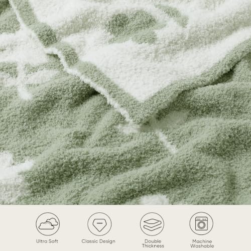 Snuggle Sac Twin Size Bedding Blanket, Sage Green Flower Throw Blanket for Couch, Microfiber Fluffy Warm Cozy Fuzzy Soft Reversible Blankets, Sage Green, 60x80 inches - image 5