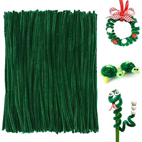 FirstKitchen Pipe Cleaners Craft, 200pcs Dark Green Pipe Cleaner for Craft, 0.23"X12" Plush Green Chenilles Stems Pipe Cleaner, St. Parker's Day Craft Pipecleaners for DIY Arts Crafts and Cleaning Cover