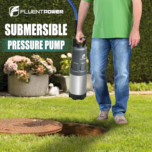 Image of FLUENTPOWER Deep Well Submersible Pump, 1.5HP 115V, 1700GPH, 147' Head, Automatic On /Off Water Pump with 49ft Cord, Stainless Steel, for Garden Home Watering and Farmland Irrigation