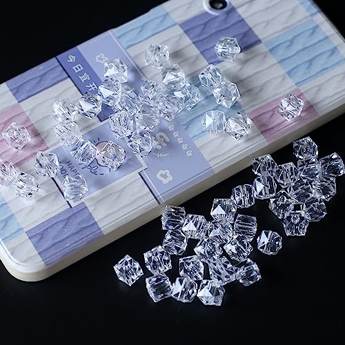 HERZWILD Approx. 480 Pieces Transparent Square Beads, 10 mm Acrylic Craft Beads for DIY Bracelets Jewellery, Hair Band, Necklaces - Image 3